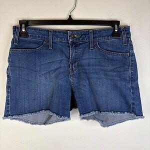 Levi's Mid-Rise Womens 10 Denim Cut Off Shorts Blue Medium Wash Frayed Hem